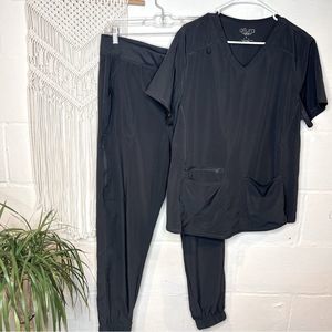 Allura by Cherokee | women gray large scrub set top and bottom